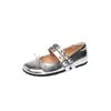 Zapatos de Mujer Mary Jane de Piel de Oveja con Doble Hebilla, Tachuelas y Lazo, Estilo Dulce y Fresco, 2026, Tacón Oculto, Tacón Bajo, Punta Redonda, Piel Genuina