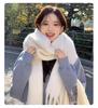 Bufanda Nueva Maillard Cachemira a Cuadros para Mujer Otoño e Invierno Gruesa Cálida Chal de Doble Uso Bufanda de Estudiante de Color Sólido