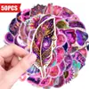 Compra directa transfronteriza de 50 pegatinas decorativas de plumas moradas iridiscentes, personalizadas y creativas, conmovedoras y cautivadoras