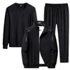 Traje Deportivo de Tres Piezas para Hombres de Mediana Edad y Mayores, Pantalones Casuales de Otoño e Primavera para Papá, Sudadera, Mangas Largas para Hombre