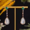 Brincos de Concha com Zircônia Gota de Água Transfronteiriços, Brincos de Pérola de Concha Branca, Brincos para Emagrecer Rosto para Férias na Praia, Brincos de Novo Estilo para Mulheres