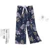 Pantalones de pijama de algodón y seda para mujer, estilo fino de verano, talla grande, pantalones de pierna ancha de cintura alta, adecuados para usar en exteriores, pantalones de playa de seda de algodón artificial, pantalones para casa