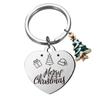 Llavero con colgante de árbol de Navidad y corazón de pareja transfronterizo de Amazon, joyería de acero inoxidable europea y americana, venta al por mayor