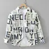 7571 Nueva Camisa de Manga Larga Estampada de Moda Estilo Japonés Moda Artística Casual Holgada para Hombre Una Pieza Dropshipping