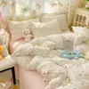Novo Conjunto Fresco de Algodão 100% Quatro Peças Roupa de Cama para Dormitório Estudantil Conjunto de Algodão Três Peças Estilo Lençol Capa de Edredom Atacado