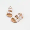 Sandalias de niña con velcro y pedrería, sin cordones, 2026 Verano, Nuevo estilo coreano, Casual, Versátiles, Bidireccionales, Zapatos de playa