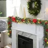 Decoración colgante de vid de frutos rojos navideños transfronteriza 1.8m Vid de decoración navideña roja encriptada Vid para puerta Adorno de vid para puerta