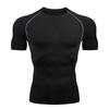 Camiseta de verano de secado rápido para hombre, para gimnasio, correr, entrenamiento al aire libre, elástica, transpirable, deportiva, ajustada, de manga corta