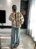 Jeans de Pierna Ancha con Bordado de Lazo Navideño Nuevo Invierno 2025 Pantalones Rectos Adelgazantes Forrados de Polar para Mujer