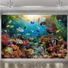 Tela de Fondo de Animales Marinos Modelo Nuevo Transfronterizo, Tela Colgante de Tiburón Mundo Submarino, Tela de Fondo de Decoración de Escena de Patio al Aire Libre