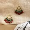 Nuevos pendientes de cuentas estilo chino estilo cortesano para mujer, ligeros, lujosos, retro, de alta gama, para cara cuadrada, con hebilla pequeña.