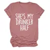 Ella es Mi Amazona Borracha Wish Sitio Independiente Sencilla y Elegante Cómoda Camiseta de Manga Corta con Cuello Redondo para Mujer