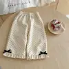 Pantalones para Niña 2026 Nuevo Estilo Coreano Ins Versátil Moño Lunares Pantalones Rectos Otoño Suave Cómodos Pantalones Largos