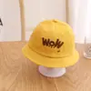 Nuevo Estilo Sombrero de Pescador para Bebé Transfronterizo Primavera y Verano Protección Solar Sombrero para Niños Versión Coreana Letra Wow Sombrero Cubo Venta al por Mayor