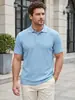 Camisa Polo de Verano para Hombre con Rayas Verticales Texturizadas y Cuello Campana, Transpirable, Holgada, de Secado Rápido, Manga Corta Casual, Transfronteriza de Amazon