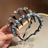 Coreia do Sul Avançada Faixa de Cabelo Dente Cabeça Tecelagem Enrolada à Mão Cristal Pedras Coloridas Grampos de Cabelo Cabelo Quebrado Coletor Faixa de Cabeça Versátil