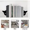 Suporte de livro metálico transfronteiriço com padrão de gato espiando espessado, clipe de livro para armazenamento de estante, suporte de mesa em forma de L para armazenamento de livros
