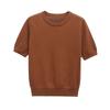 Suministro Transfronterizo de Aliexpress 2025 Verano Moda Mujer Clásico Versátil Estilo Simple Camiseta Tejido de Punto de Manga Corta