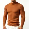 Suéter de Punto para Hombre Otoño e Invierno, Cuello Medio Alto, Elástico, Color Liso, Jersey, Moda Juvenil, Capa Base Casual