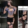 Lingerie sexy uniforme de policial feminino cos macacão sexy alça vazada Saia de quadril de secretária quente transparente decote em V