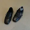Versión de Piel de Vaca~Mocasines Planos con Borlas Retro para Mujer Punta Cuadrada Slip-on Estilo Británico Zapatos Pequeños de Piel Zapatos de Corte Profundo