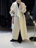 Abrigo de Lana de Doble Cara de Alta Gama con Solapas Grandes, Estilo Largo de Invierno, Estilo Perezoso, Chaqueta Coreana Holgada para Mujer