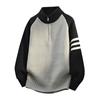 Suéter Pulôver Masculino Amazon Moda Transfronteiriça Gola com Zíper Meio Alto Suéter Solto Cor Contrastante Jaqueta Camiseta de Base