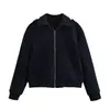 Comercio Exterior Transfronterizo En Stock 2025 Estilo Europeo y Americano Nuevo Otoño para Mujer Chaqueta Simple Azul Marino con Solapas para Mujer