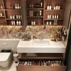 Gabinete de Banheiro Personalizado com Cuba de Cerâmica Integrada, Bancada de Banheiro de Hotel, Lavatório, Conjunto de Espelho Inteligente