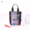 Venda direta da fábrica de novas bolsas de compras patchwork em malha, listradas retrô de três cores, culturais e criativas, com nylon espesso e lona de algodão puro