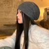 Com Lã Chapéu Frio Chapéu Vermelho da Moda Feminino Outono e Inverno Pelúcia Tricô Mostrando o Rosto Chapéu de Pelo Curto Chapéu de Enrolar Cabeça Grande