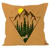 Almohada cuadrada con patrón de camping al aire libre, almohada de algodón PP, cojín de silla de felpa corta, almohada de lino, cojín de silla de estilo ins