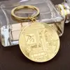 Cadena para llaves de metal con forma de moneda de Bitcoin, moneda virtual, colgante para llaves, moneda conmemorativa, origen transfronterizo