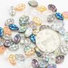 7*11 hojas pequeñas cuentas de vidrio electrochapado de color agujero horizontal colgante collar pendientes colgantes accesorios materiales hechos a mano