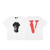 VLONE FOG Trendy Brand Big V Mother Logo Cherry Blossom Manga curta Esboço Bordado Lip Print Graffiti Print Camiseta