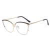Montura de gafas nueva y moderna de dos colores, gafas lisas para mujer, Amazon, metal, anti-luz azul, montura de gafas ojo de gato, se puede equipar con gafas para miopía