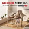 Cesta de Ropa Sucia de Almacenamiento de Doble Capa Estante de Almacenamiento Multifuncional Carrito Pequeño Móvil para el Hogar Cesta de Almacenamiento de Ropa Sucia para el Baño