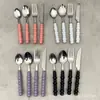 Conjunto de Talheres de Aço Inoxidável, Garfo, Faca e Colher, Imitação de Cerâmica, Para Casa, Bife e Massa, Talheres de Alto Valor, Conjunto de Garfos de Sobremesa Pérola