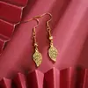 Nuevos Pendientes de Oro Arena de Vietnam Estilo Étnico Vintage Hojas Huecas Borla Gancho para la Oreja Joyería Vintage de Larga Duración Sin Decoloración para Mujer