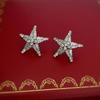 Brincos de Estrela-do-Mar de Cristal Cravejados de Diamante Estilo Luxo Leve, Modernos, Requintados, Compactos, em Formato de Estrela, Brincos de Alta Qualidade para Mulheres