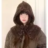 Balaclava Quente de Cores Misturadas com Circunferência de Cabeça Grande para Mulheres, Conjunto de Chapéu e Cachecol de Inverno, Proteção de Pescoço à Prova de Frio, Chapéu Puxar