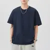 Ropa para Hombre Fengshe/Camiseta de Color Sólido 260g, Manga Larga/Manga Corta, Tejido Funcional, Corte Holgado, Versátil, Cuello Redondo, Camiseta de Manga Tres Cuartos