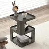 Mesita de noche creativa, negro grafito, estante abierto de varias capas, mesa pequeña para el dormitorio, rincón del sofá de la sala de estar, o mesa de centro