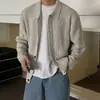 Cardigan de Tricô Gola Lapela Manga Longa Botão Único Estilo Coreano Outono Inverno Novo Estilo Simples Casual Solto Jaqueta de Tricô para Meninos