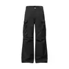 Pantalones de Nylon Plisados con Bolsillos Estilo Americano con Cordón, Pantalones de Trabajo Casuales Acampanados de Paracaidista Modernos para Hombres y Mujeres