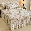 Falda de cama de algodón puro engrosada, fresca y simple, pieza única, sábana bajera antideslizante, funda protectora para colchón, funda de algodón puro cepillado Simmons