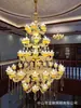 Lustre de cristal para sala de estar de villa estilo europeu, luxuoso e grandioso, para hall de loft duplex e sala de jantar, com luminárias de jade e liga