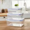 Caixa de armazenamento para geladeira de cozinha doméstica, caixa selada, caixa de armazenamento retangular, caixa de armazenamento de plástico transparente empilhável para uso diário