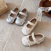 Sapatos femininos de bico fino com bolinhas estilo francês 2026 novo primavera e verão versátil com saias salto baixo Mary Jane sapatos pequenos de couro