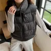 Chaleco de algodón reversible para mujer, nueva colección otoño/invierno 2026, estilo coreano, corte holgado, cuello alto, sin mangas, chaqueta chaleco casual versátil